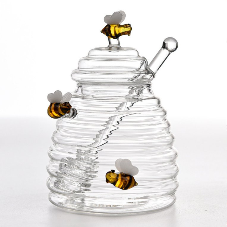 Kitchen Pantry Container Honey Jars Honey Bee Pot with Muddler