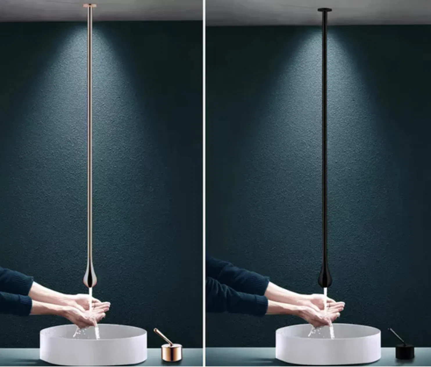 Ceiling Mounted Washbasin Basin Spout Drop Shape Hang Bathtub Faucet Mixer Tap Faucet