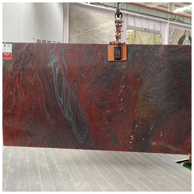 Brazilian Iron Red Exotic Quartzite Leathered Slabs