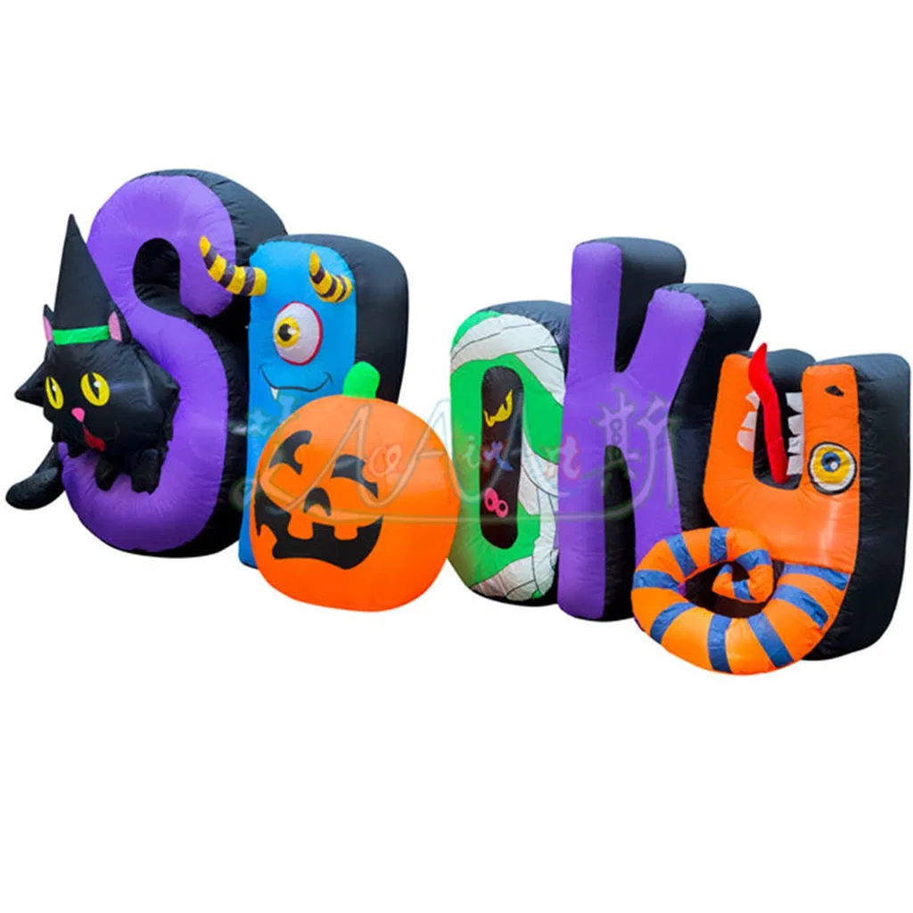 4m Long Halloween Inflatable Spooky Sign Letter for Outdoor Lawn Decoration