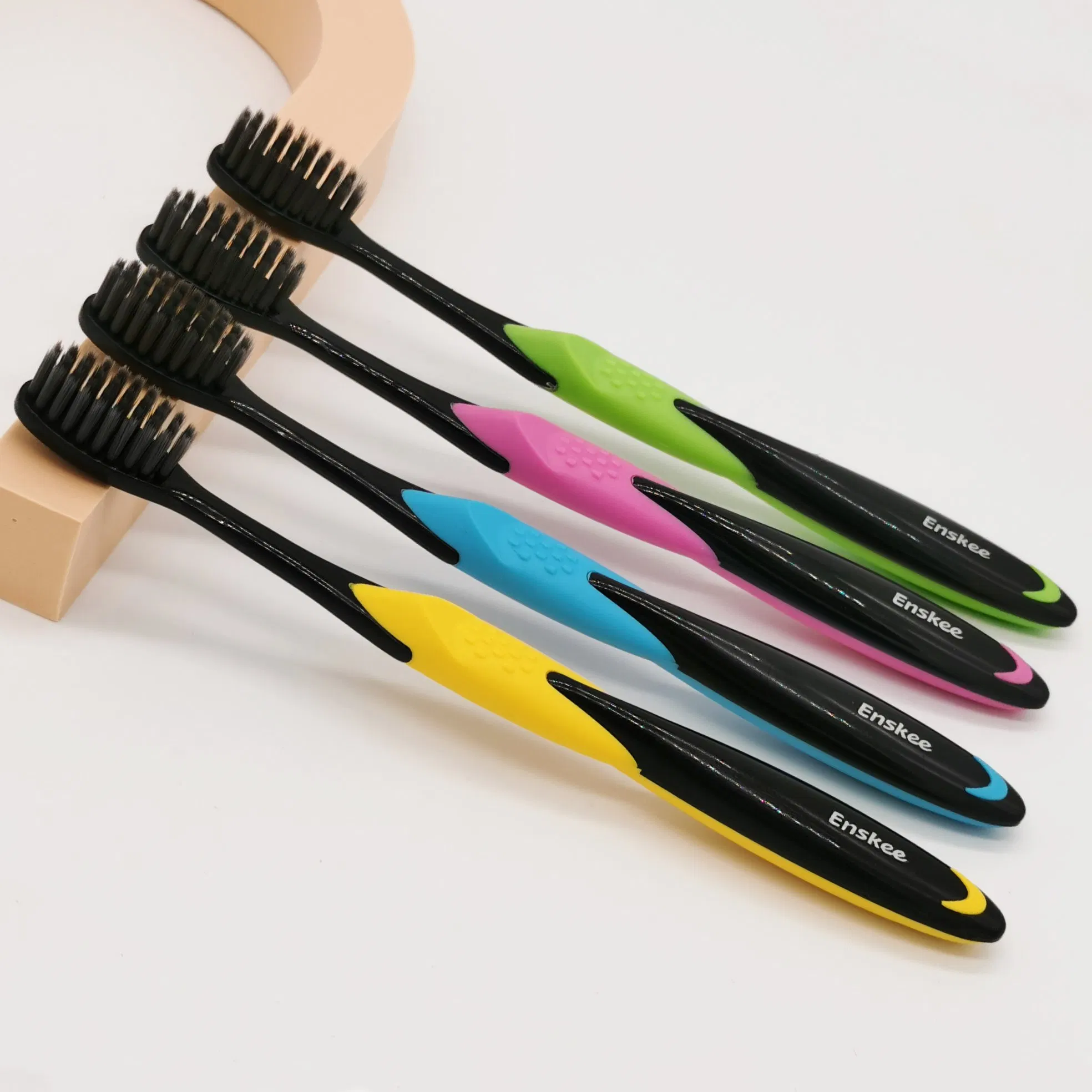 Adult Toothbrush with Soft Black Bristles 5 in 1 Economy Pack