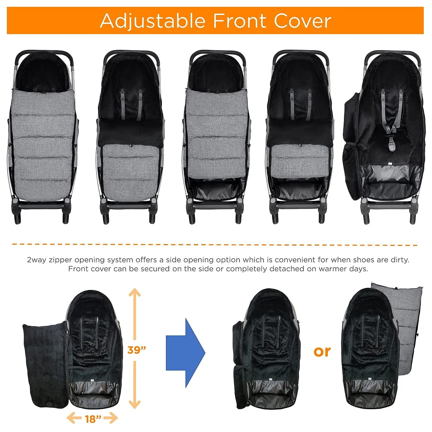 High Quality Warm Stroller Footmuff with Temperature Control Universal Baby Bunting Bag
