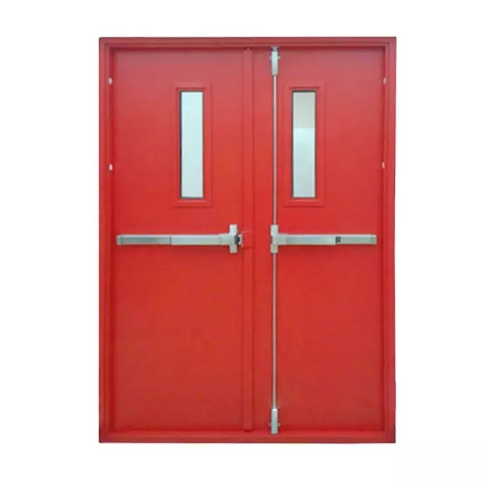 60minutes Red Color Fireproof Galvanized Steel Doors Safety Metal Fire Rated Hospital Doors in China