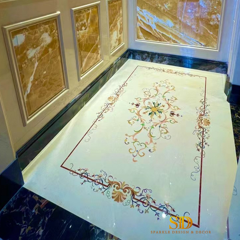 French Flora Marble Medallion Design for Entrance Floor Decoration