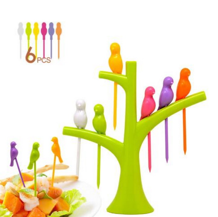 Creative Tree Branches Animal Birds Fruit Fork