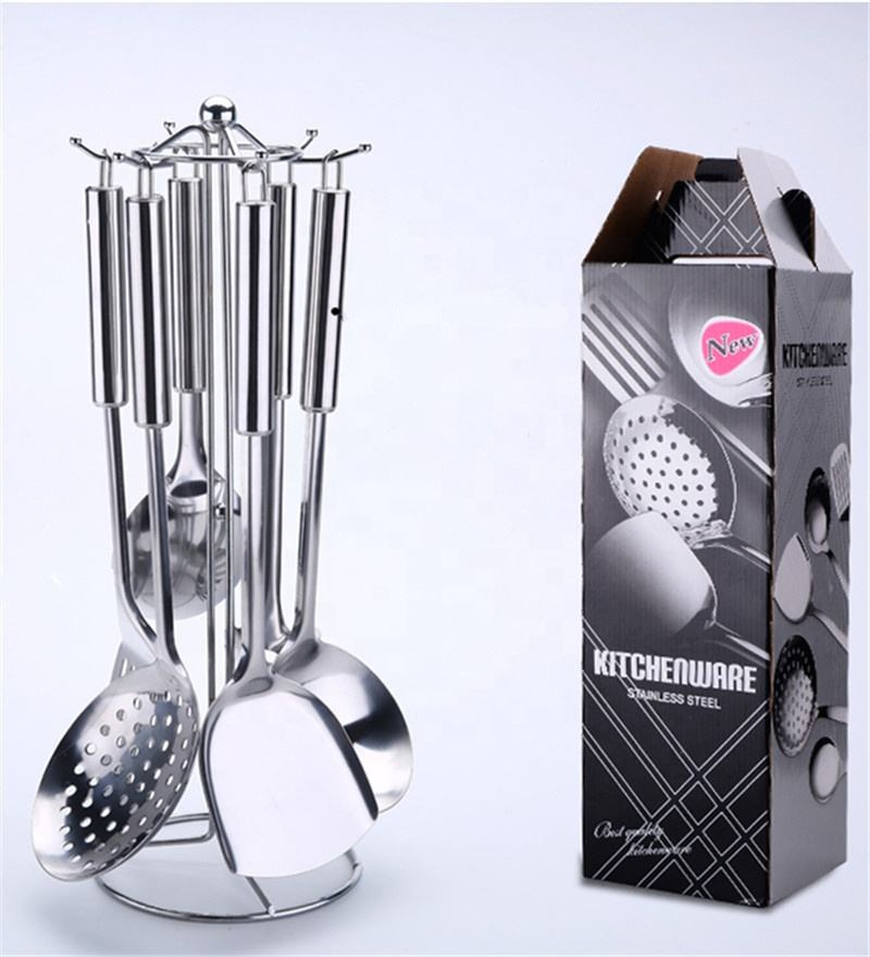 Custom Wholesale Stainless Steel Kitchen Utensils Set Kitchenware Kitchen Soup Ladle Skimmer Turner Sets Gift Box