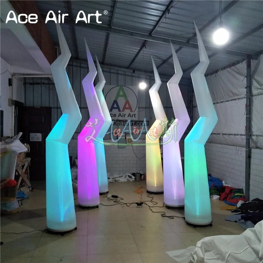 6 PCS/Lot 3mh Beautiful Inflatable Flash Lighting Bolt Inflatable Flash Pillars for Stage Party Decorations