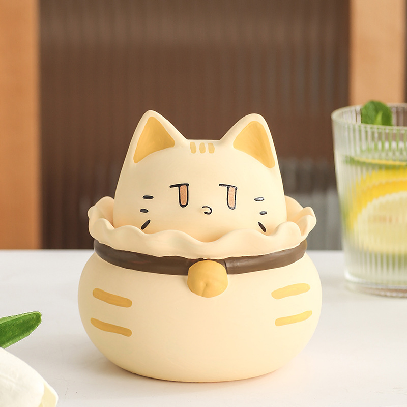 11.5*11.5*12.5cm Cat Ashtray Living Room Office Desktop with Cover Anti-Smoking Ash Ceramic Cute Art Ornaments Cigarette Tray