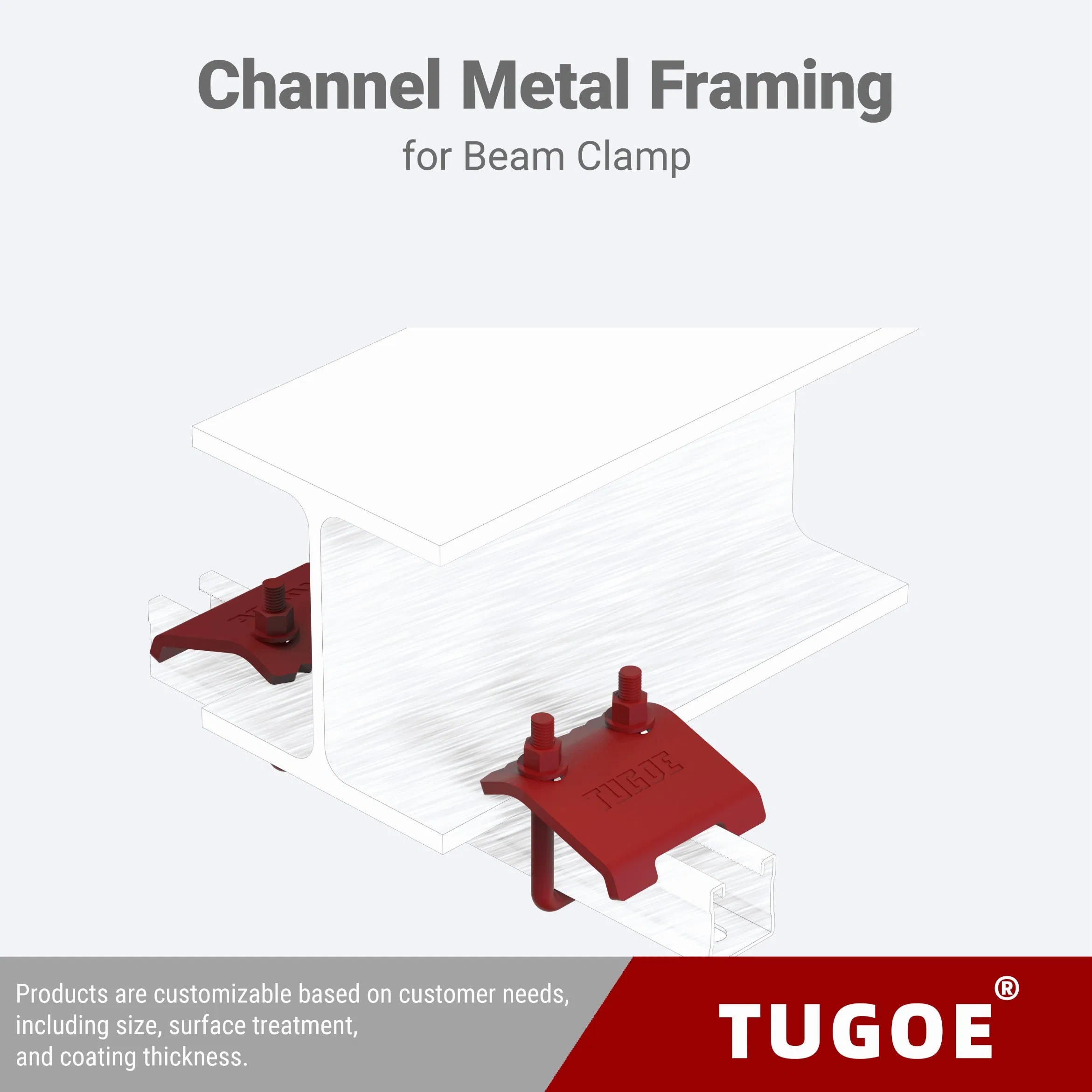 Customizable Metal Beam Clamps with Smooth Surface, Bolt & Nut