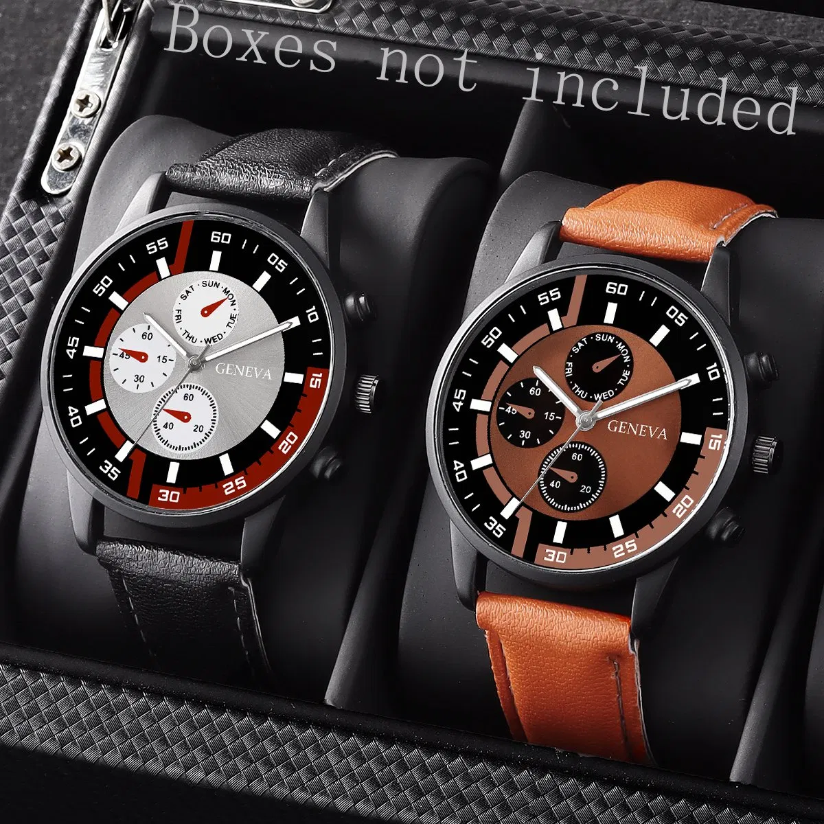4-Piece Business Sports Men's Watch Set with PU Leather Straps