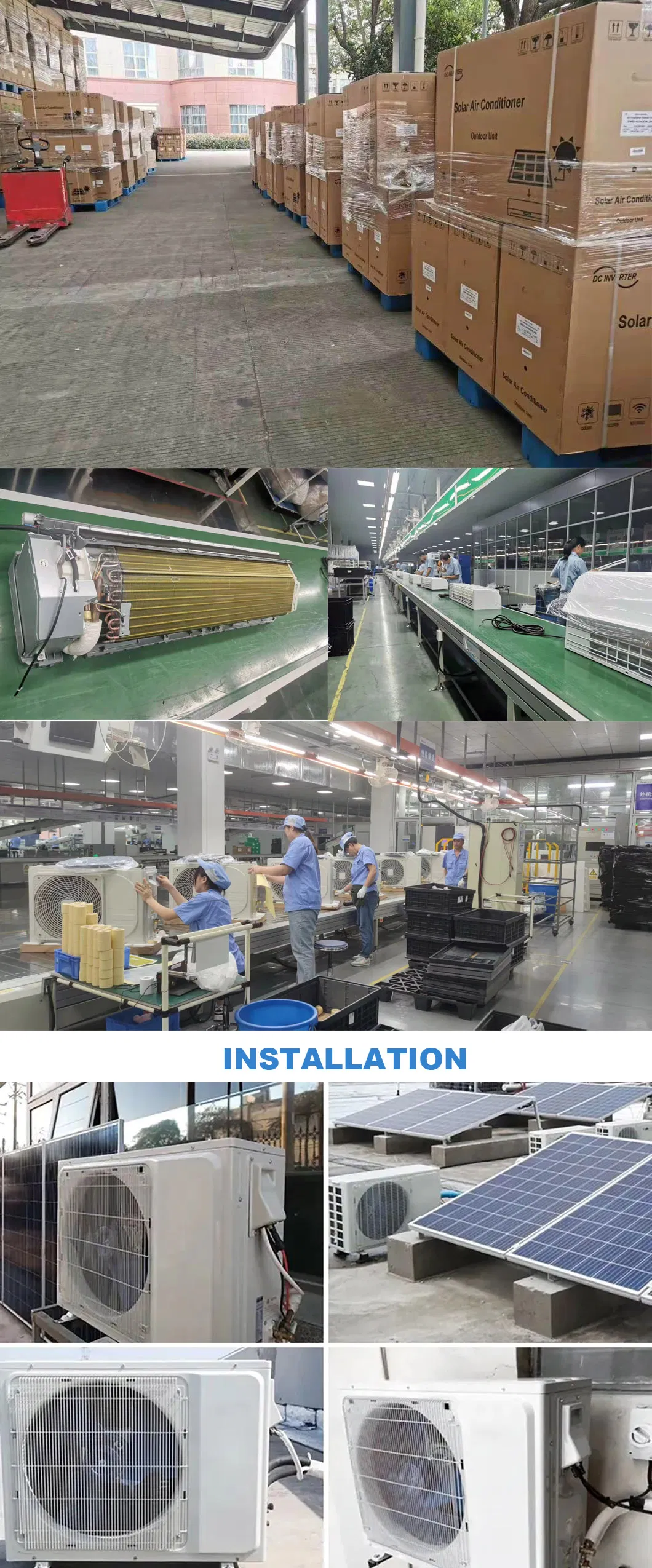 24000BTU 2ton AC DC Solar Split Air Conditioner Solar Room Air Conditioner with Solar PV Panels