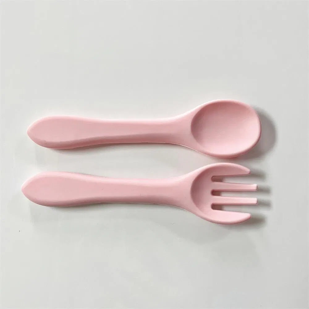 Food Grade Mother and Baby Products Baby Tableware Silicone Fork Spoon Children's Silicone Spoon