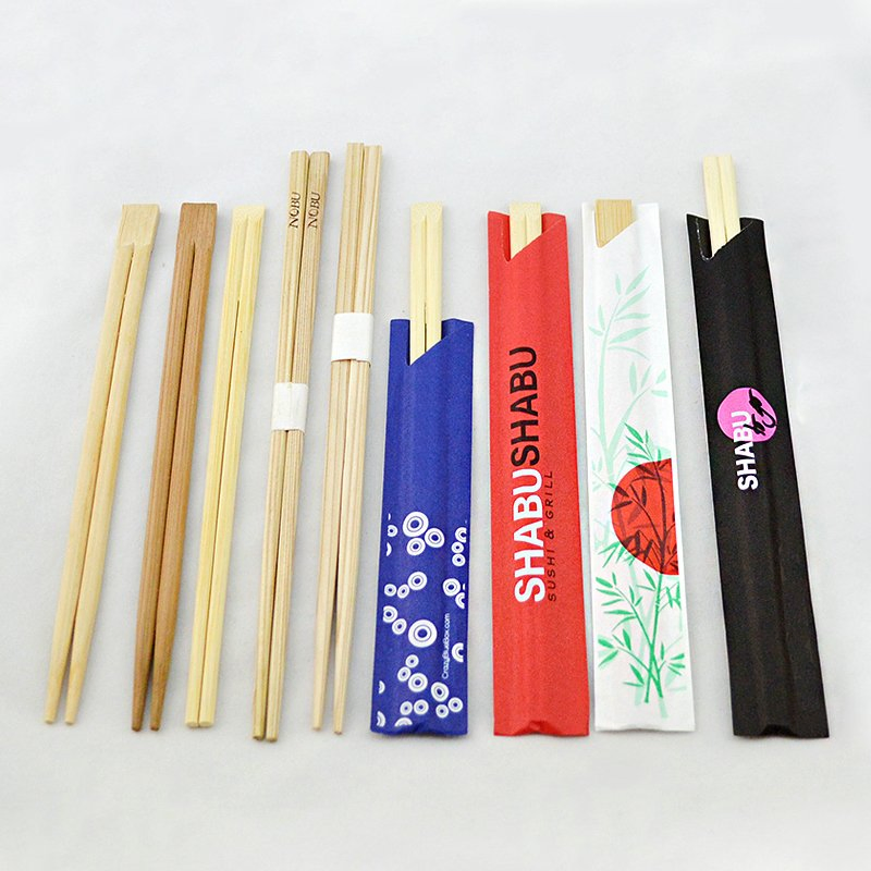 Natural Bamboo Disposable Round Chopsticks with Paper Package for Sale