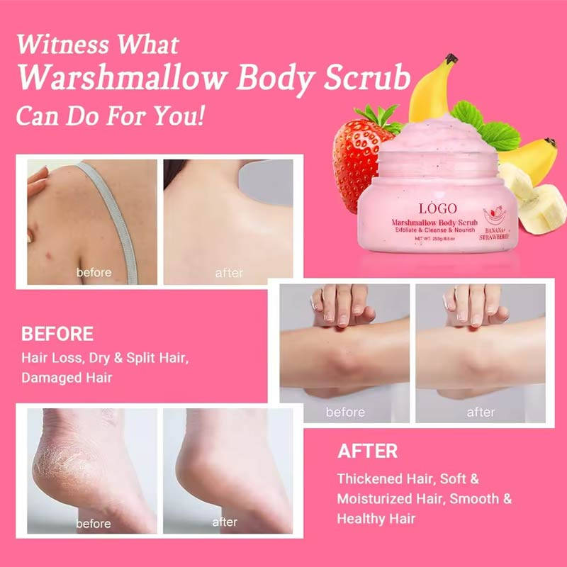 Ditong Oemodm Vegan Marshmallow Face Banana Strawberry Exfoliating Sugar Body Scrub