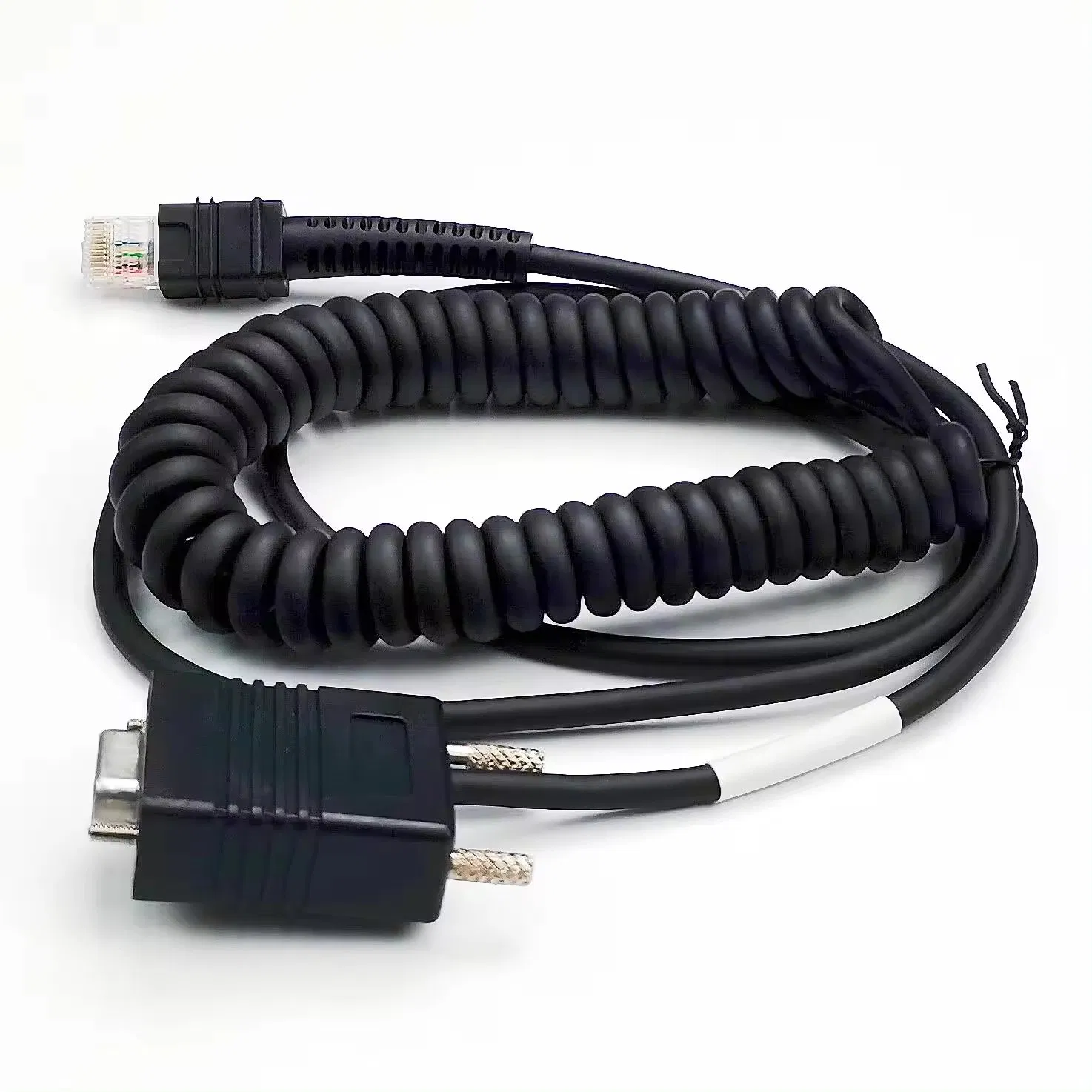 5m Barcode Reader Rj50 Scanner Cable Coiled Spiral Data Serial RS232 for Zebra Li3608-Sr