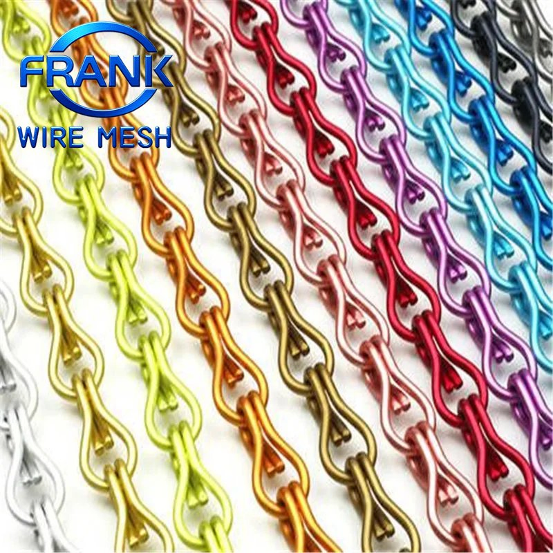 Colorful Aluminum Double Hooks Chain Link Fly Screen Metal Mesh Curtains for Background Wall Decoration