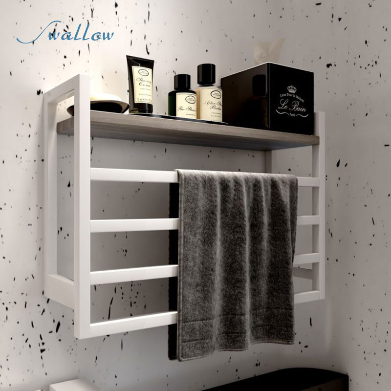 China Wall Mounted Electric Towel Warmer with Wooden Shelf