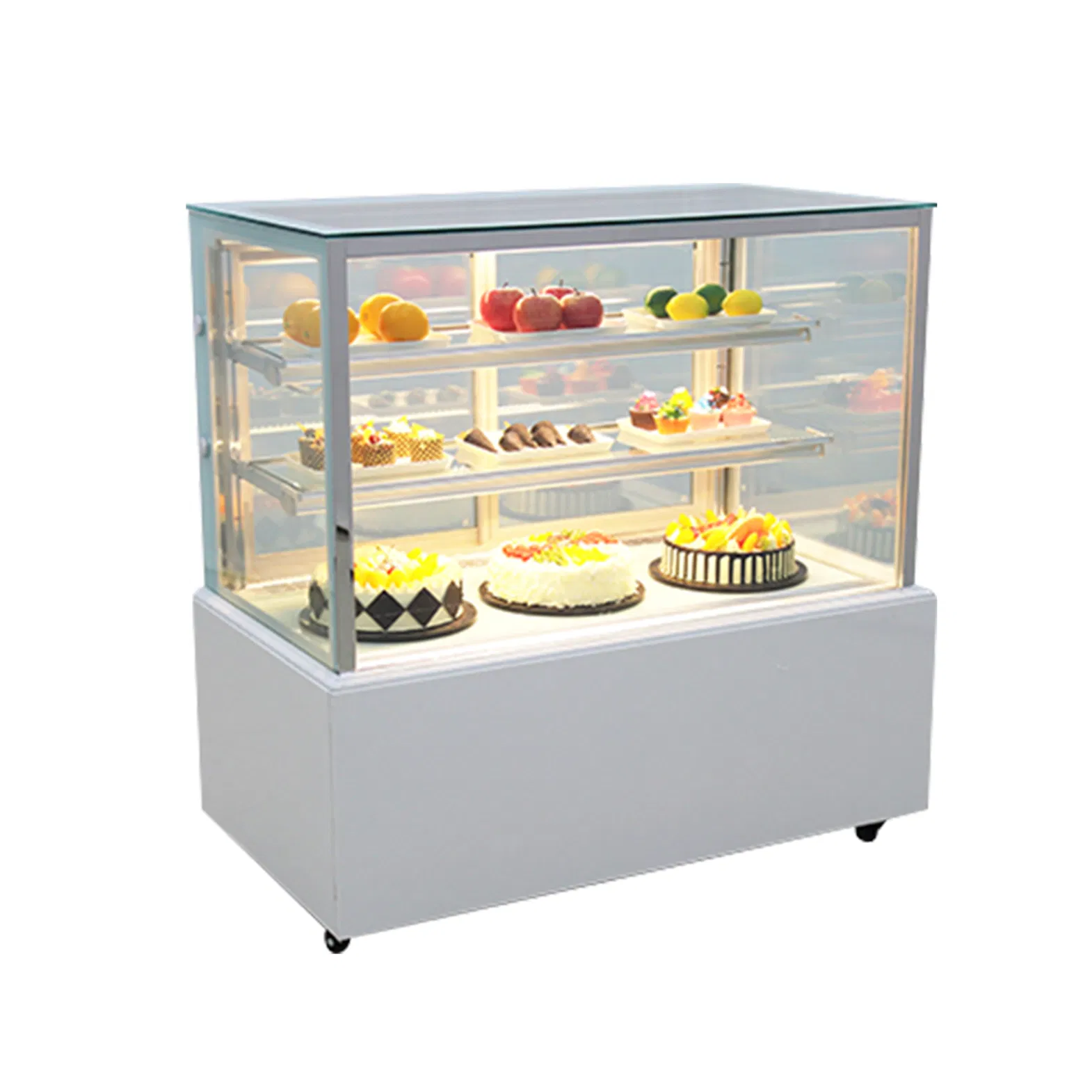 LED Light Front Back Sliding Glass Door Bakery Bread Cake Display Refrigerator Cooler Fridge Showcase