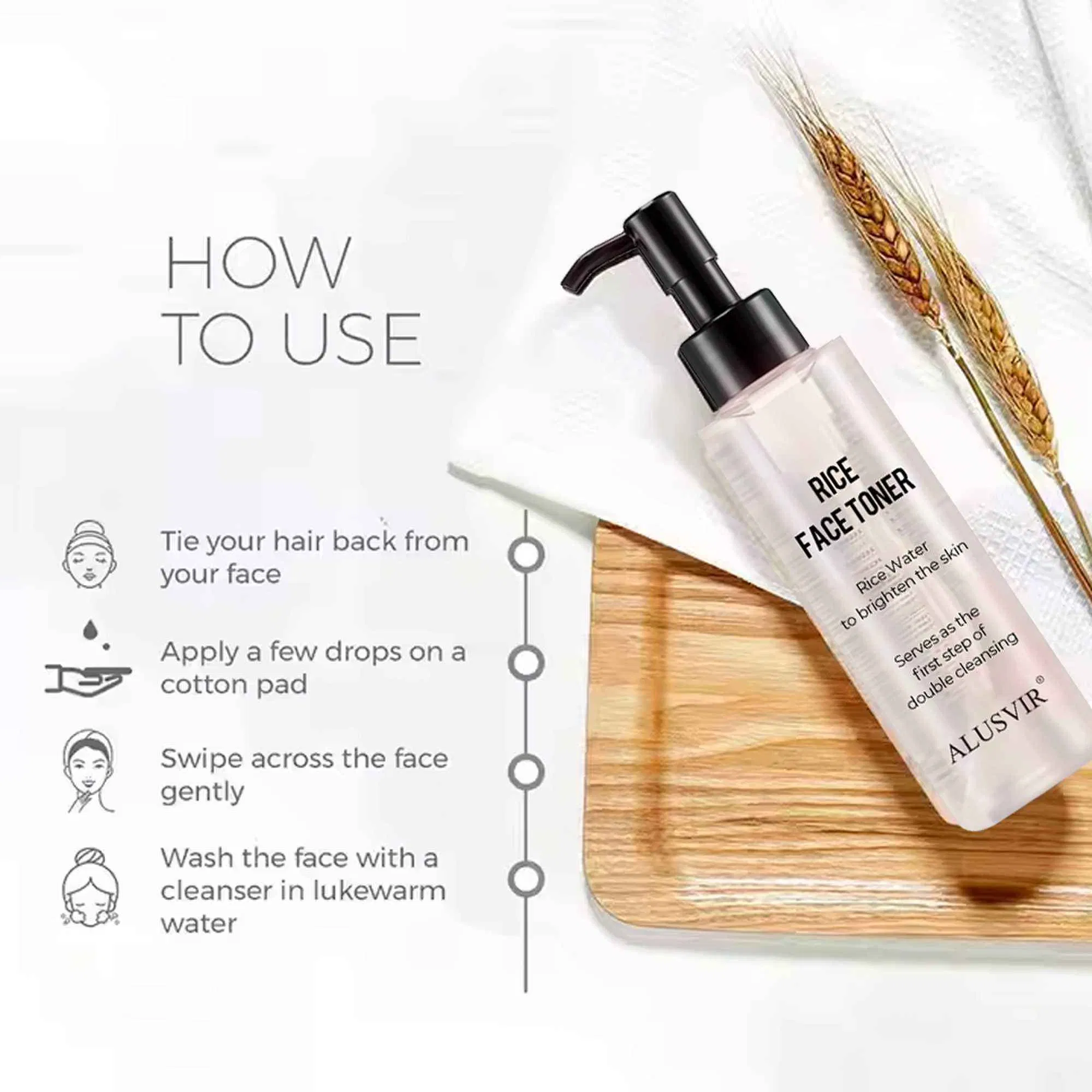 Skin Brightening Fade Dark Spots Rice Water Skin Toner Hydrating Face Mist