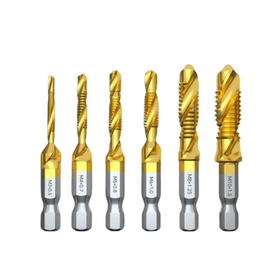 HSS Hex Shank High Speed Steel Spiral Flute 2-In1 Combination Drill and Tap Bits M4 X 0.7