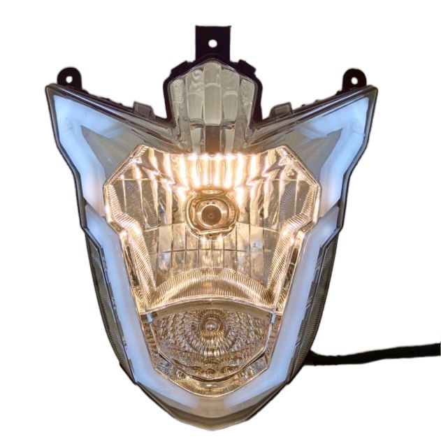 Advanced LED Motorcycle Headlight with Bright Yellow, Red, and White Light