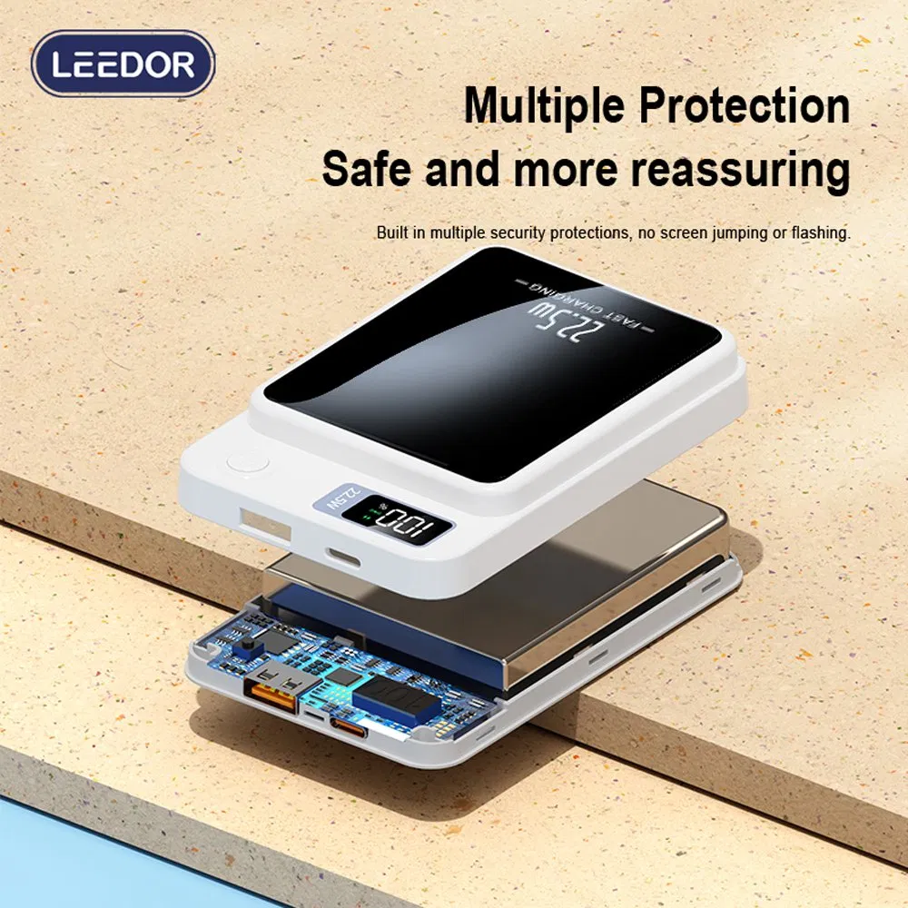 Leedor Magnetic Fast Charging Power Bank 22.5W Wired + 15W Wireless