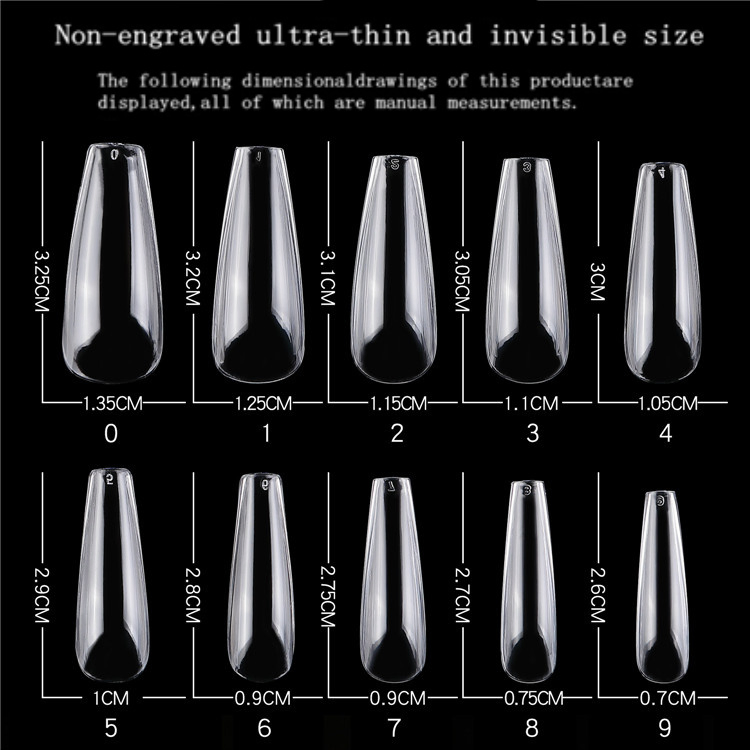 500PCS/Box of Artificial Nails, Nail Art, Ballet Transparent False Nails, Foldable, Seamless, Full Net Red, Long Almond Tip Design, False Nails