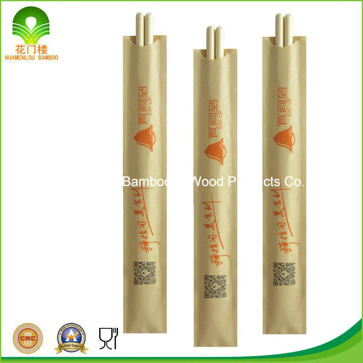Disposable Bamboo Round Chopsticks with Paper Sleeve