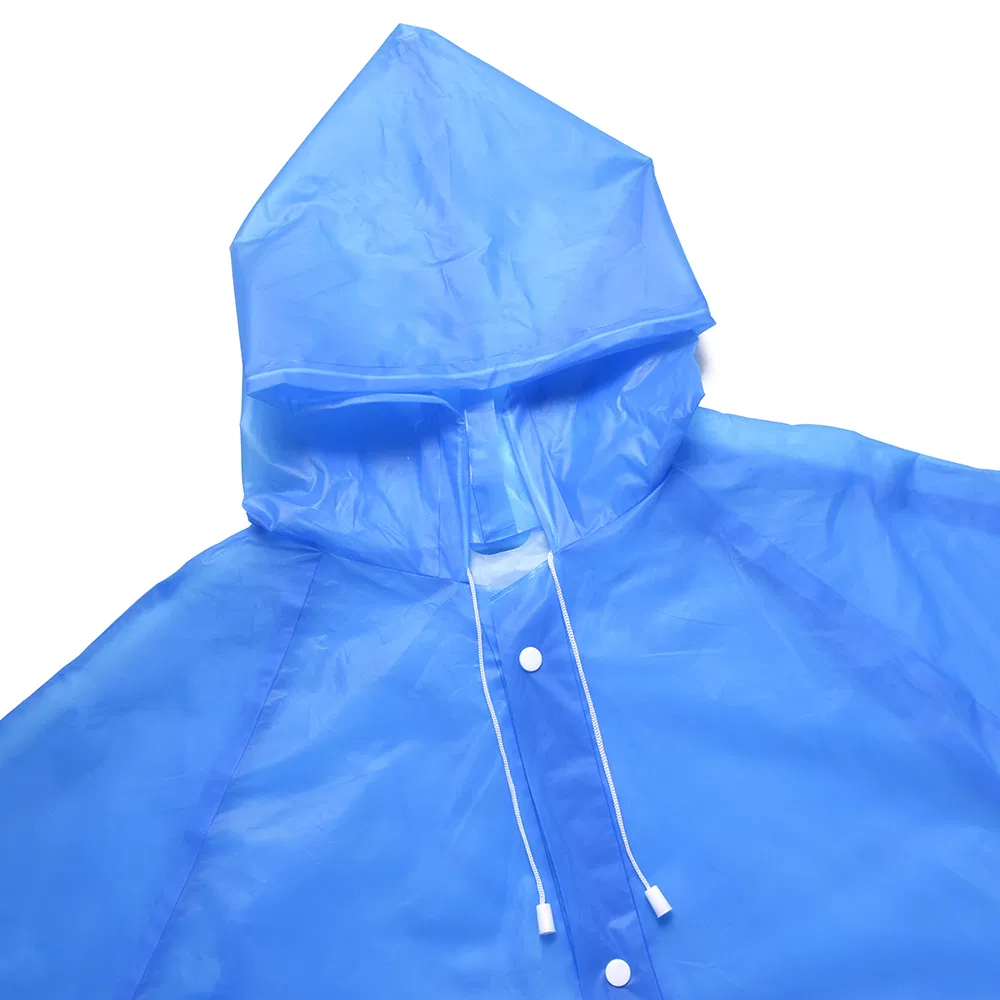 Blue Poncho Cheap EVA Waterproof Light Weight Raincoat for Outdoor Activities