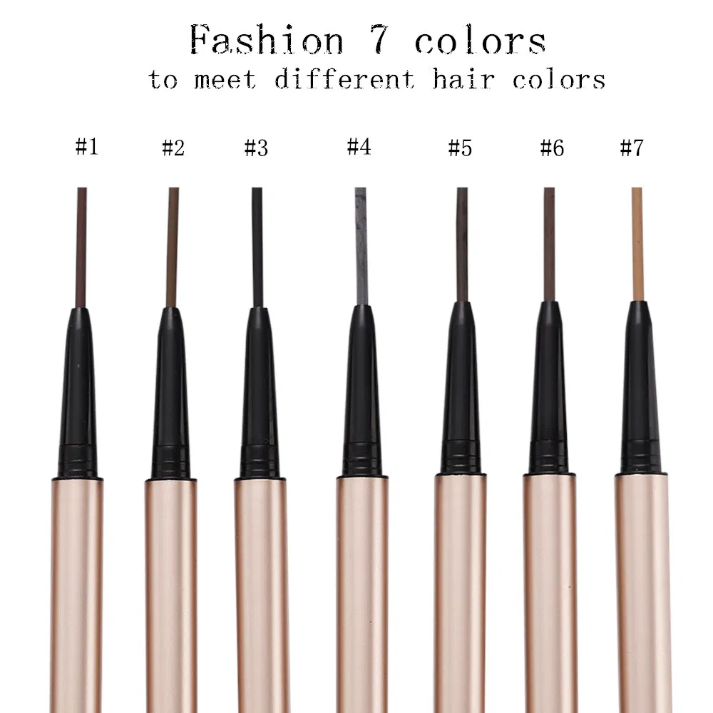 Waterproof Thin Eye Brow Pencil Retractable Private Label Custom Double Headed Gold Eyebrow Pencil with Brush