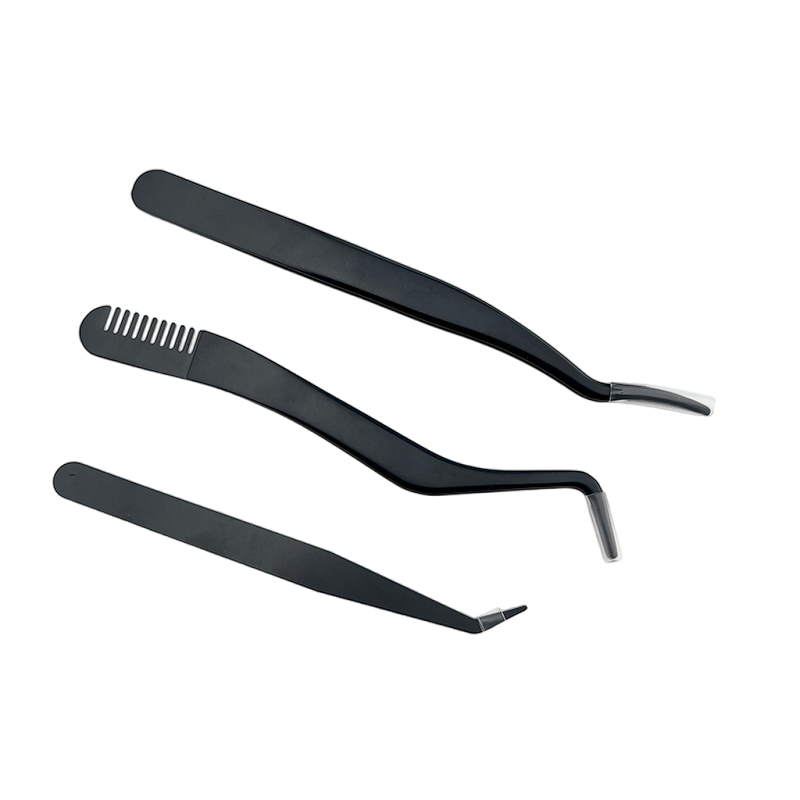Stainless Steel Eyelash Tweezers Pointed Fibers Eyebrow Tweezers for False Eyelash Grafting and Eyebrow Shaping