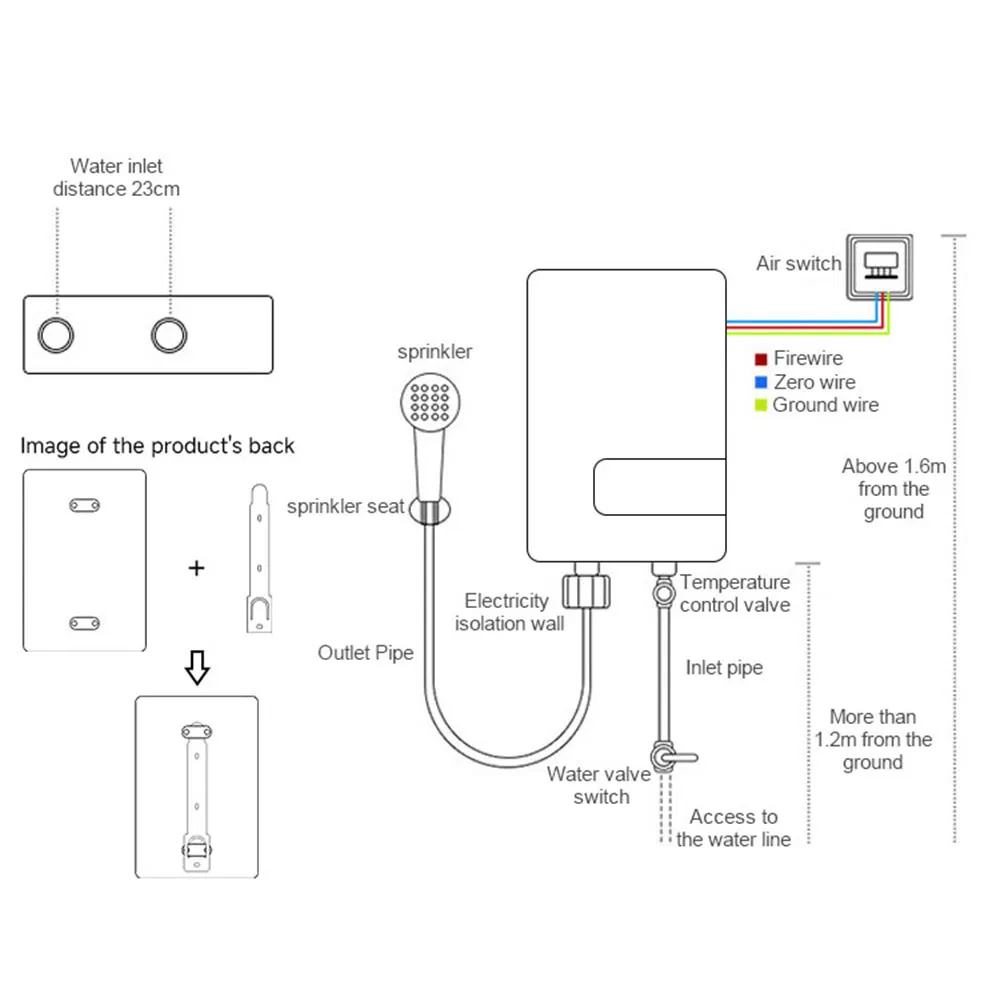 Tankless Water Heater with High Power Efficiency and Safety Mechanisms
