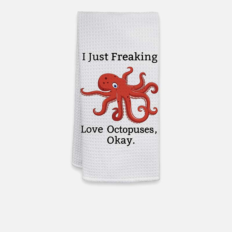 Custom Microfiber White Kitchen Towel Waffle Sublimation Animal Printed Hand Towel