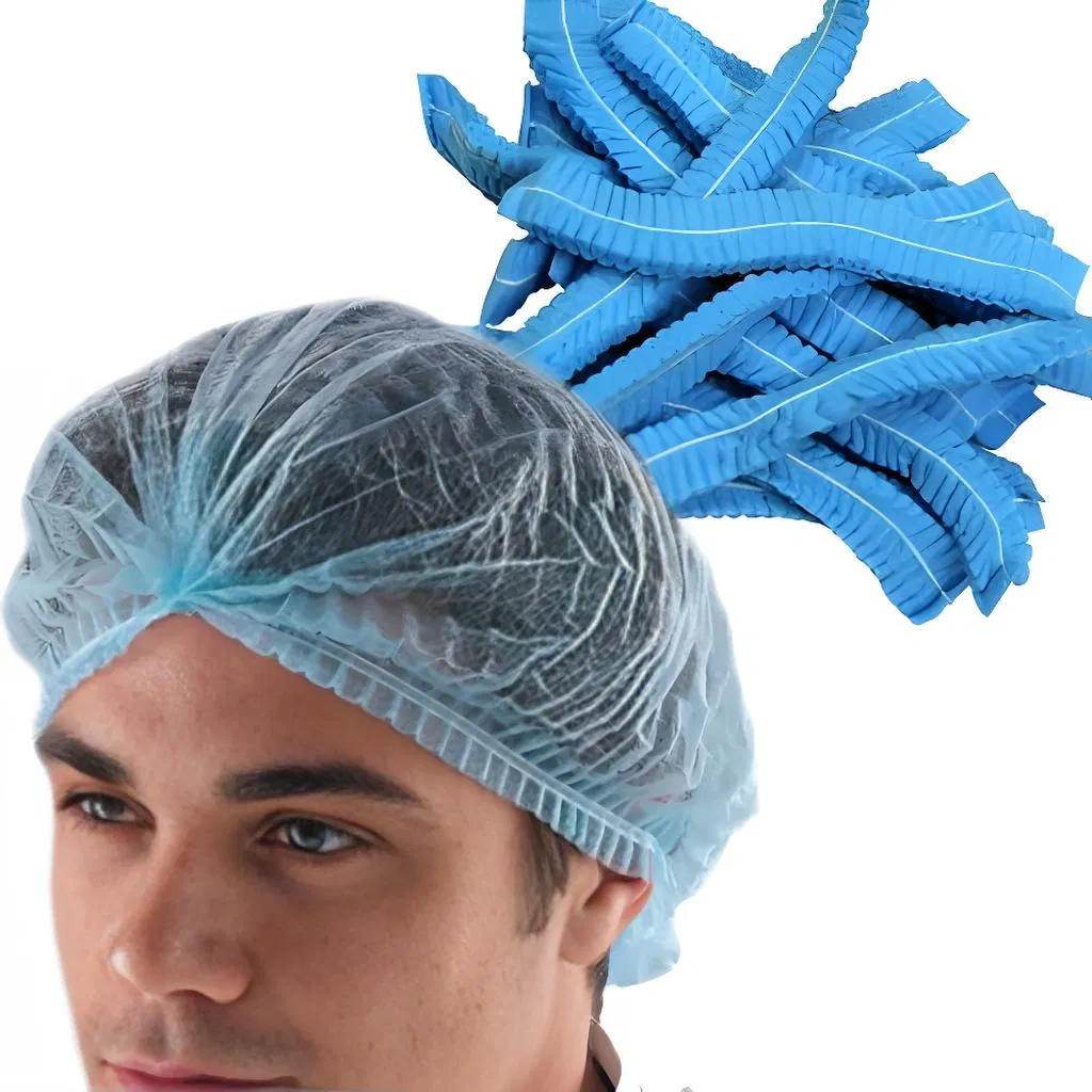 Food Processing Bakery Catering Disposable Non-Woven Head Cover Hairnets Clip Mop Cap
