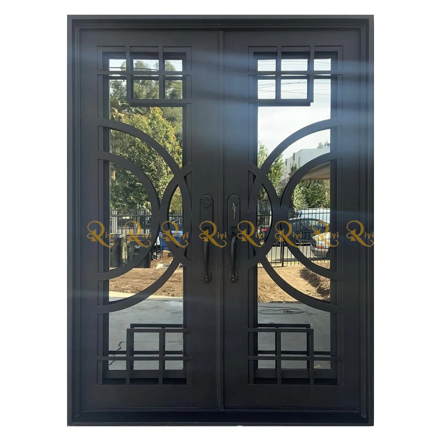 Online Custom Size Residential Exterior Entry Wrought Iron Door