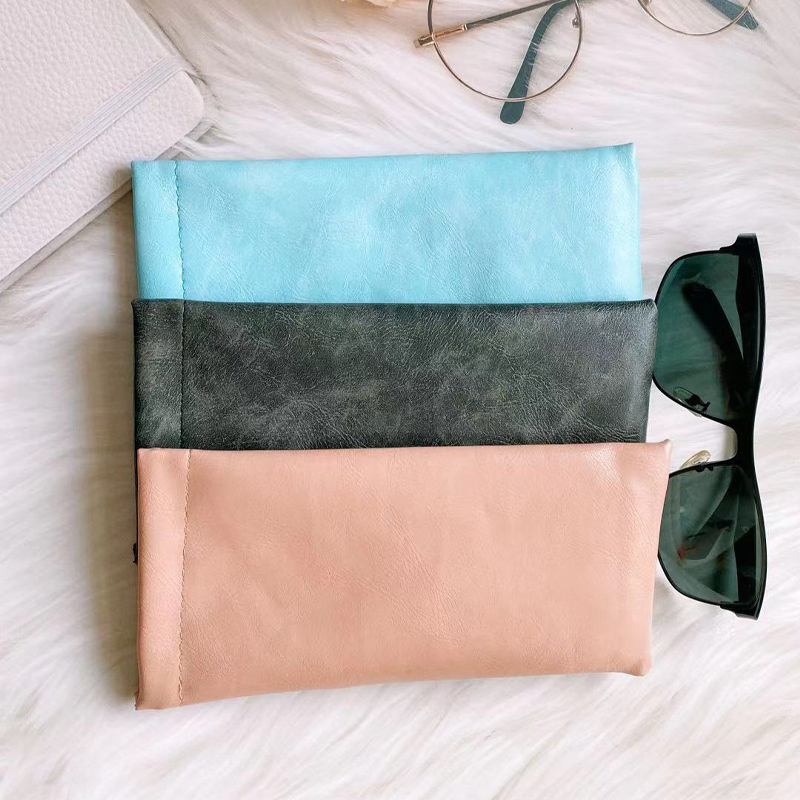 Leather Portable Sunglasses Pouch Anti-Scratch Eyeglass Slim Extra Large Sleeve Bag