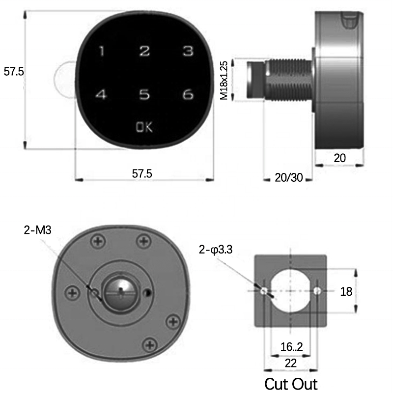 Wt-M-1602 Living Room Digital Fingerprint Door Locks Cam Lock with Fingerprint