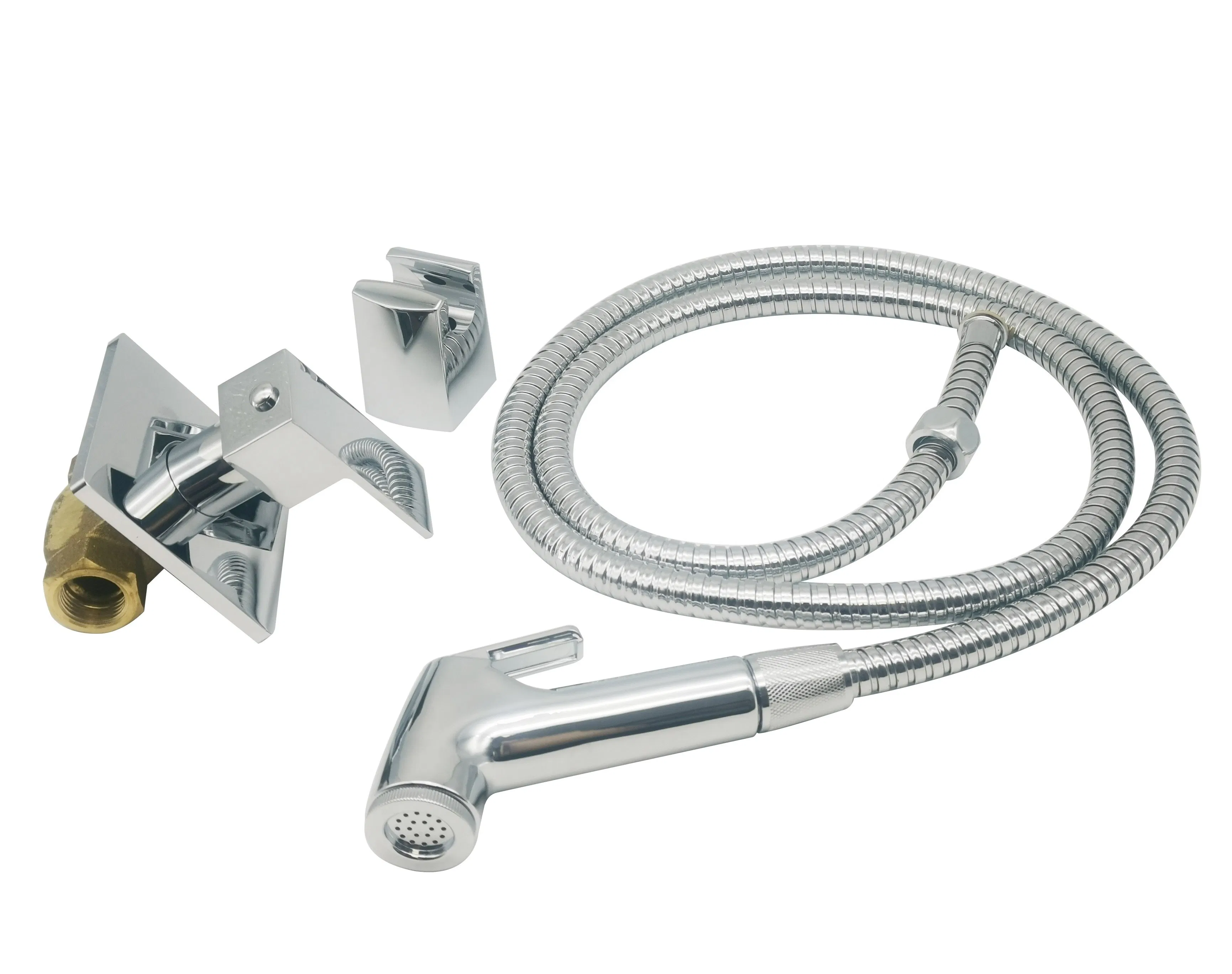 Hand Held Brass Chrome-Plated Bidet Shower Water Sprayer Toilet Angle Valve with Shower Sets