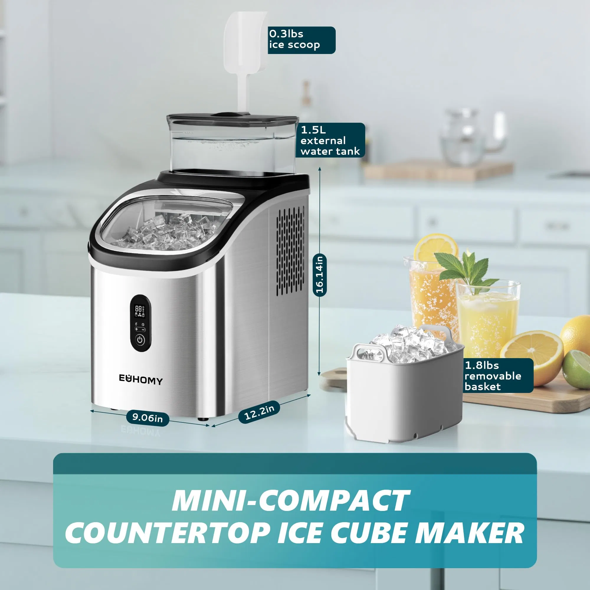 Portable Ice Maker with Touch Control for User-Friendly Operation