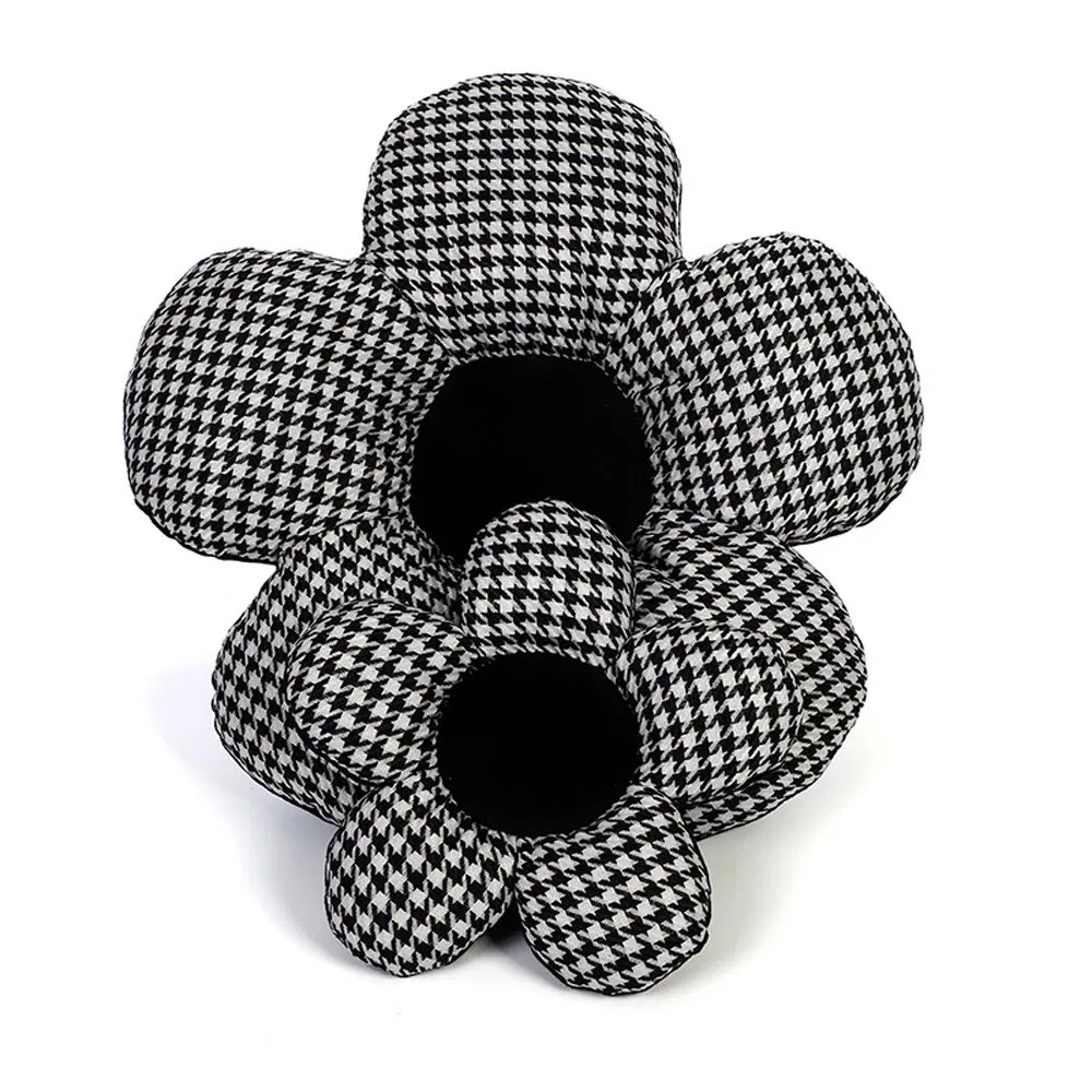 Car Cotton Houndstooth Flower Headrest Seat Neck Pillow