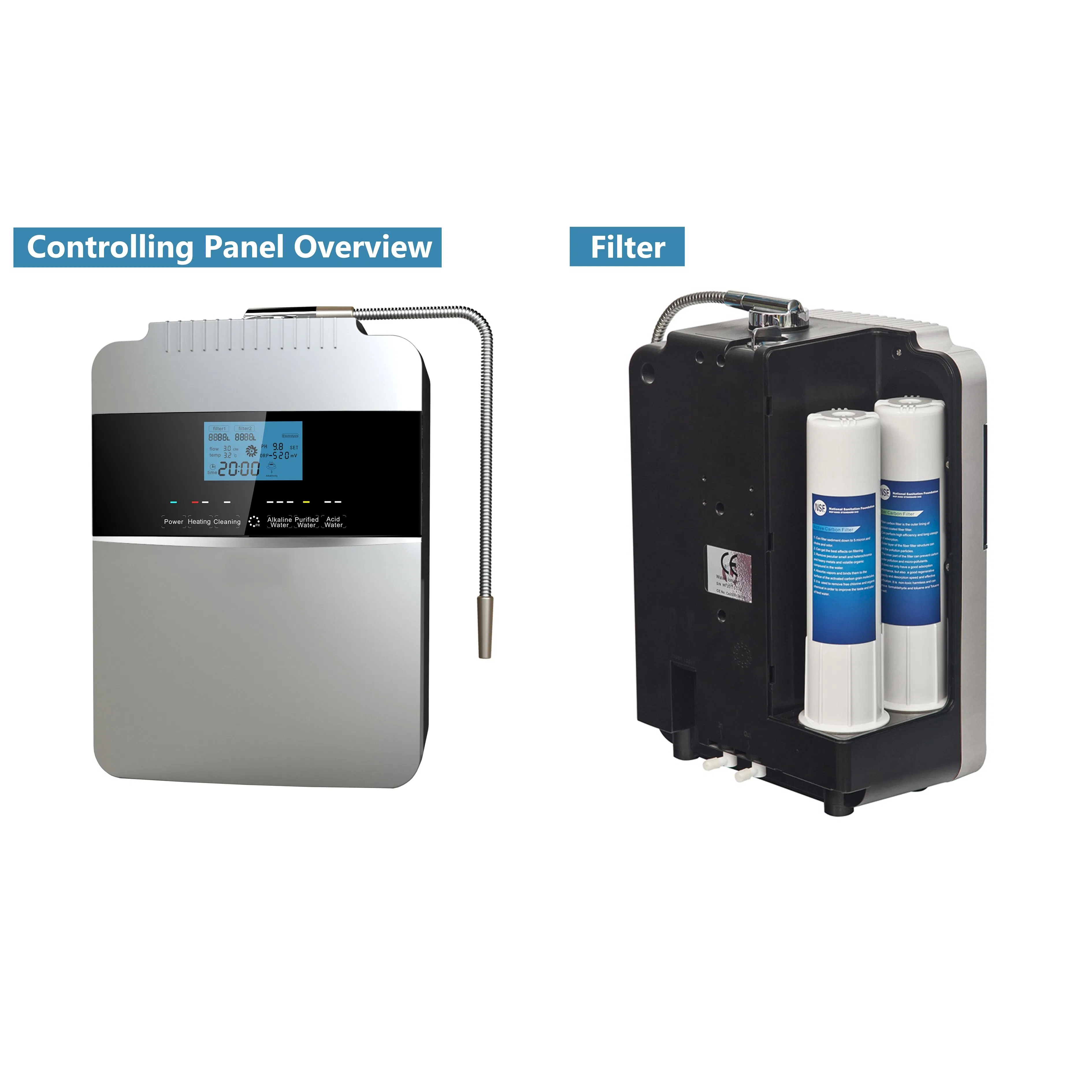 Water Filter System Alkaline Water Health Home Appliances Eco-Friendly 8 Plates pH 2.5~11.5 Alkaline Water Filter