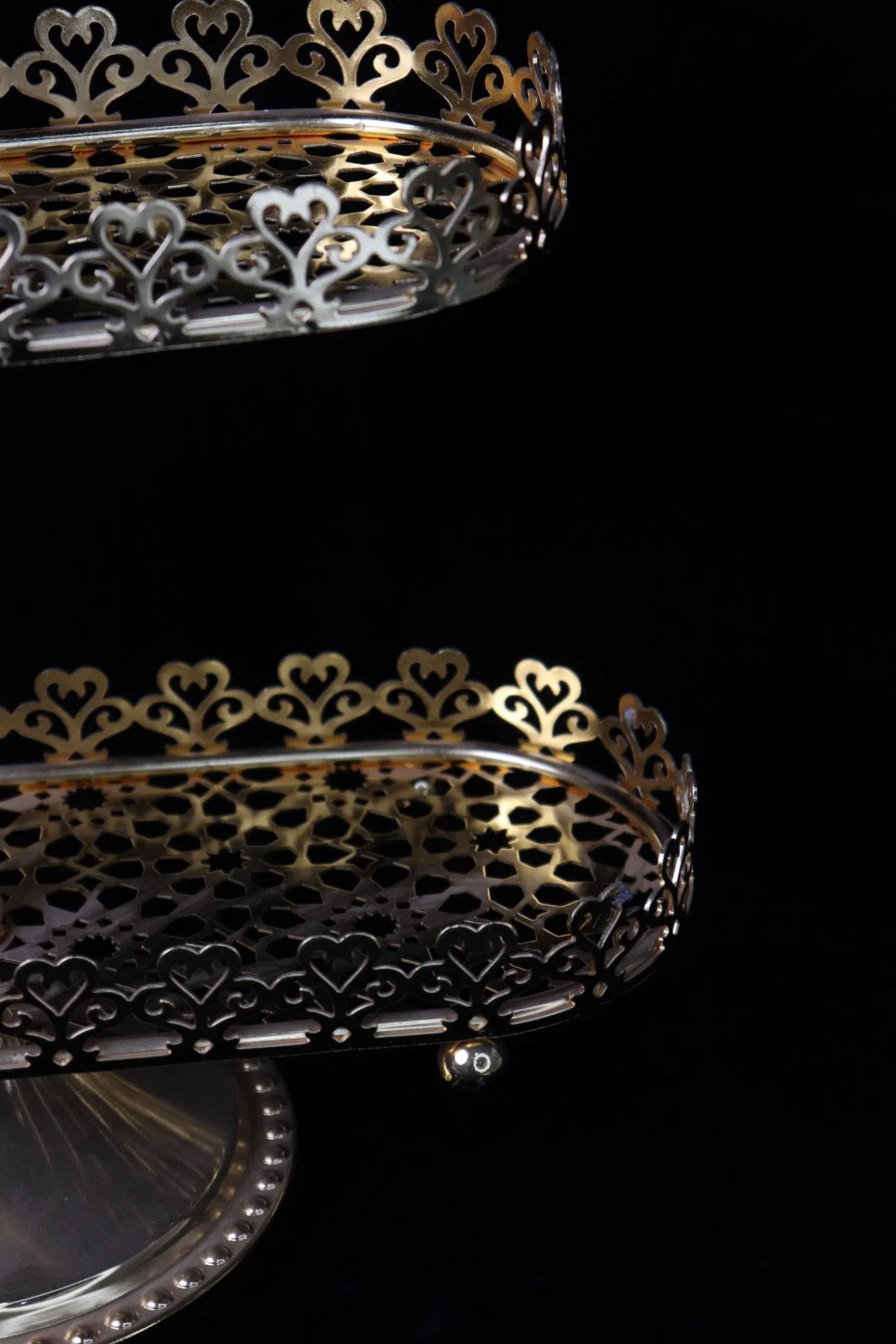 Large Size Ellipse Three Floors Layered Cake Gold-Plated Iron Standard Decoration Pentagram Plate Afternoon Tea Cake Stand