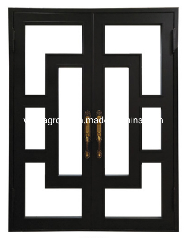 French Style Modern Double Wrought Iron Gate Exterior Security Entry Steel Metal Double Door