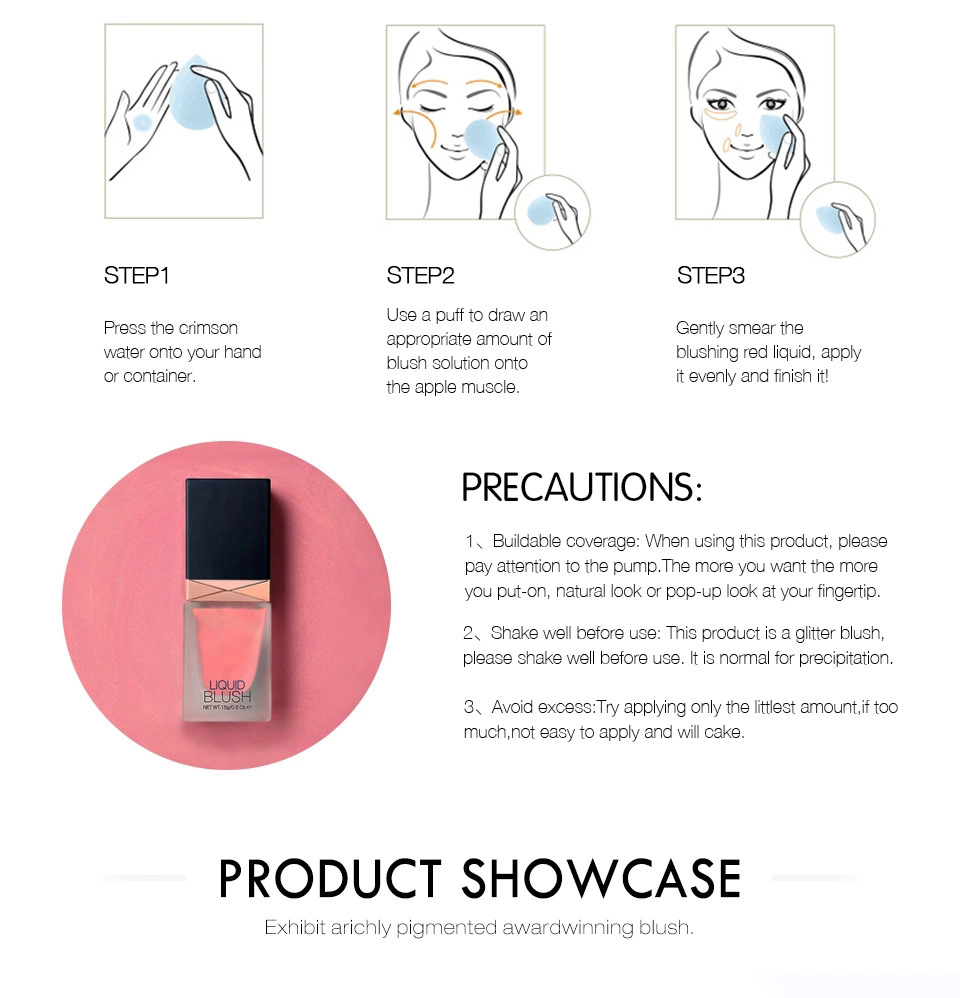 Customized Logo Hydrating Liquid Blush Moisturizing, Repairing, Brightening, Natural Nude Makeup Blush