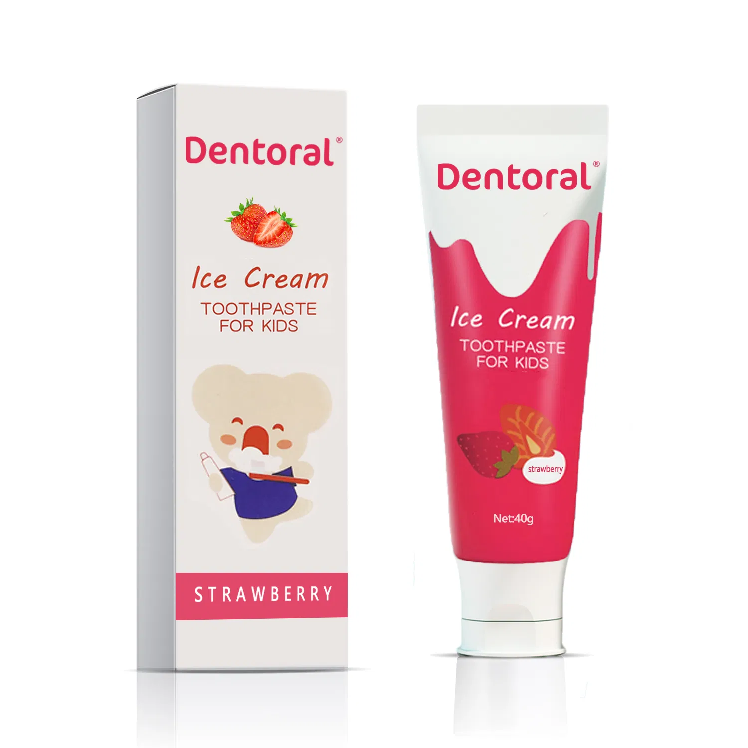 Dentoral Natural Strawberry Flavor Fluoride Free Oral Freshing Whitening Kids Toothpaste