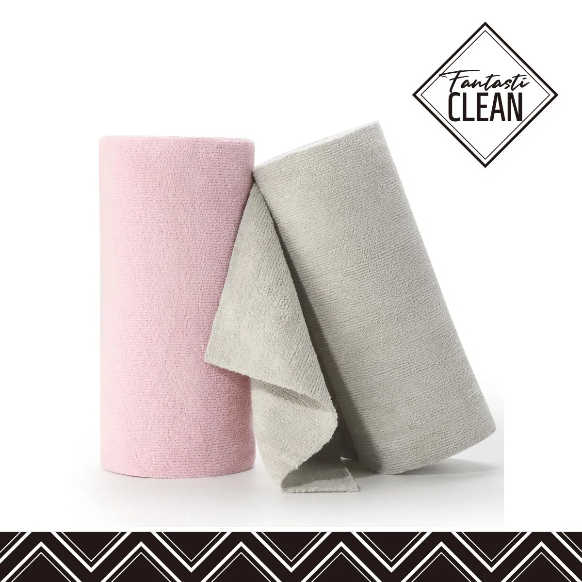40 Pack 2roll 300GSM Super Absorbent Tear Away Dish Cloth Microfiber Roll Cleaning Towels, Reusable and Washable for House, Kitchen (Pink and Grayish)