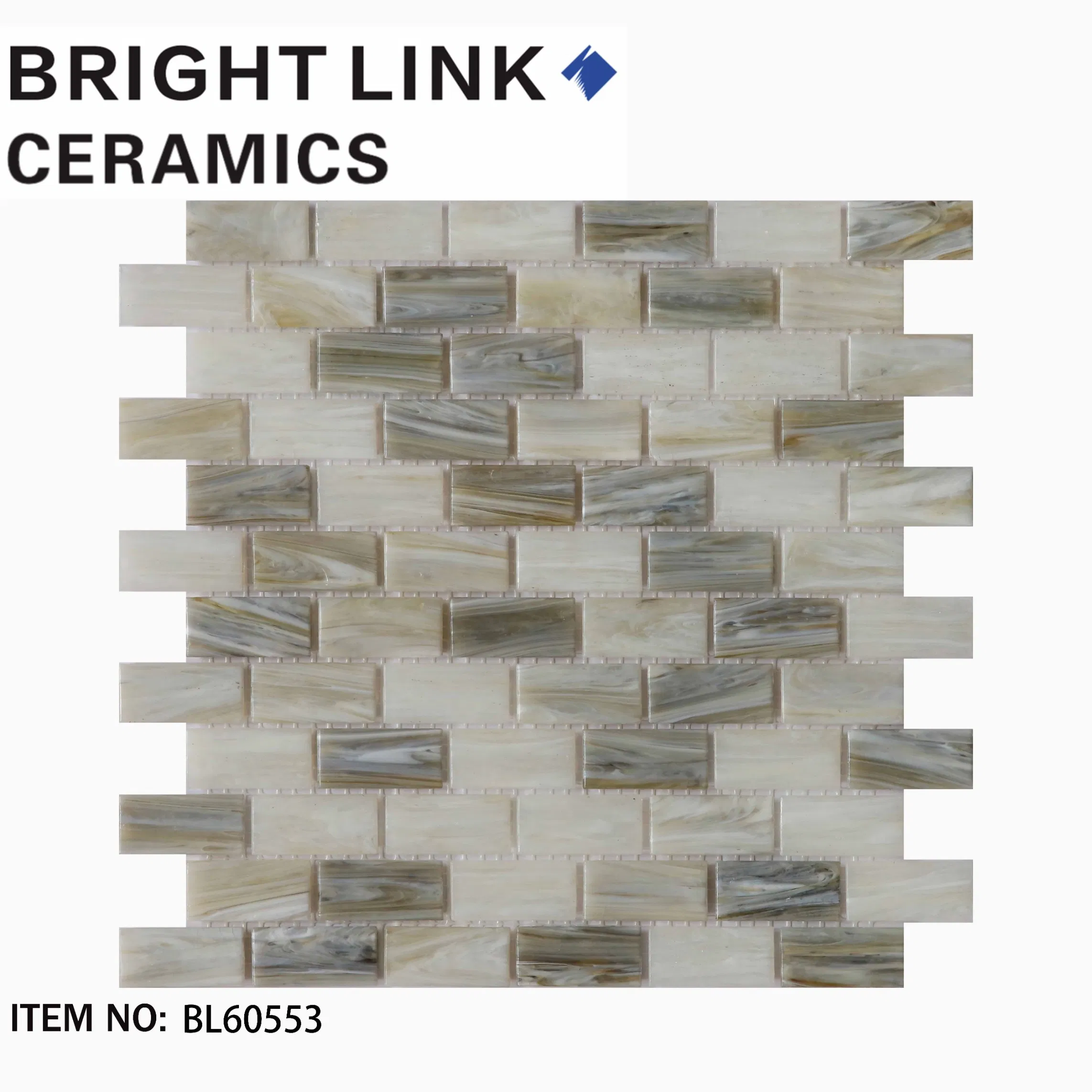 Стеклянная мозаика для ванной, микс цветов, 23x48 мм