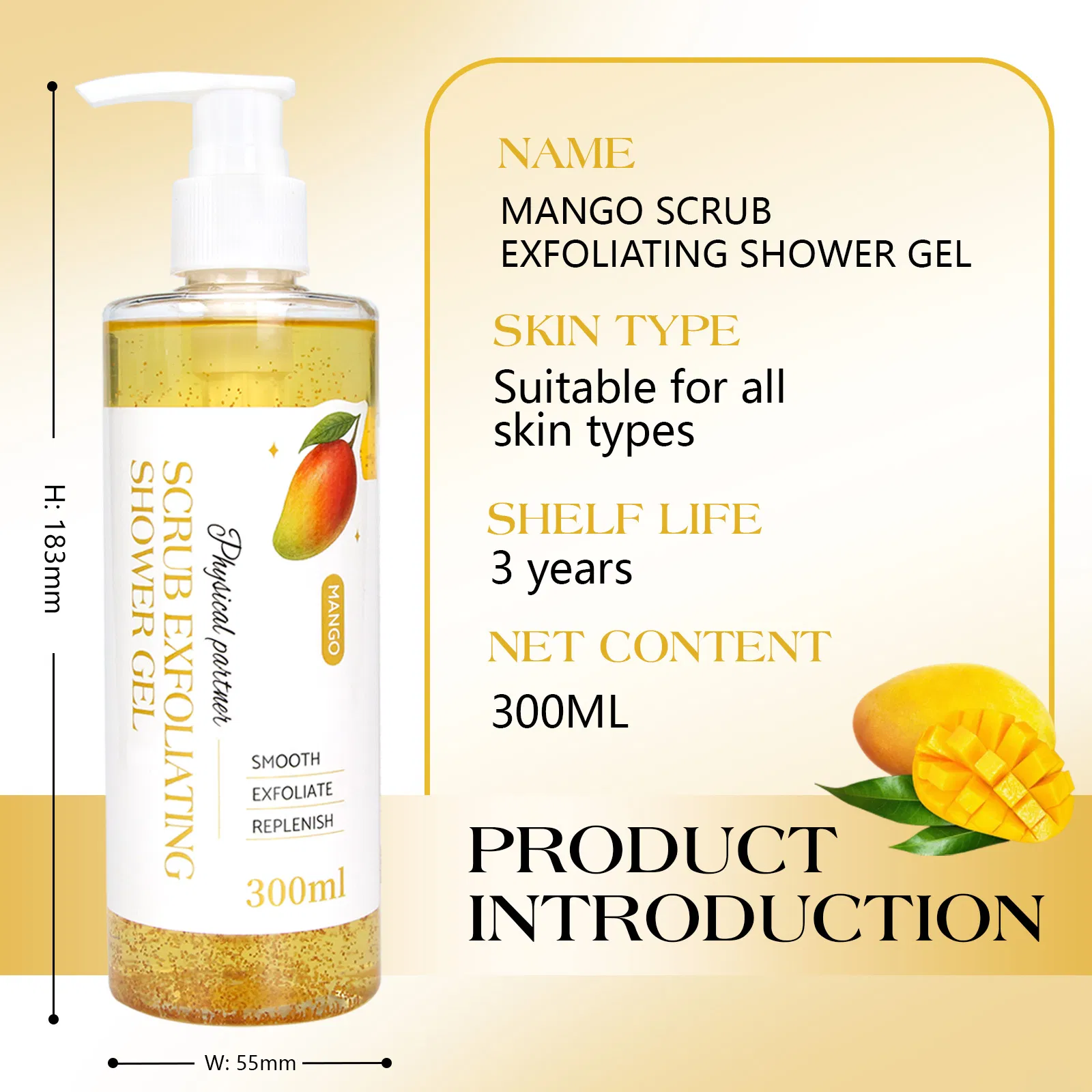 Beauty Cosmetics Body Care Invigorates Brightens Skin Mango Scrub Exfoliating Shower Gel