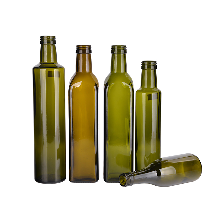 500ml Square Dark Green Glass Cooking Olive Oil Bottle with Aluminum Caps