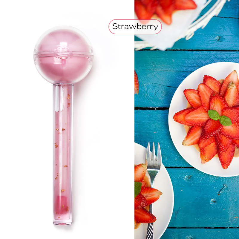 2 in 1 Natural Non-Toxic Magic Color Changing Kids Fruit Flavor Lollipop Lip Balm and Lip Gloss